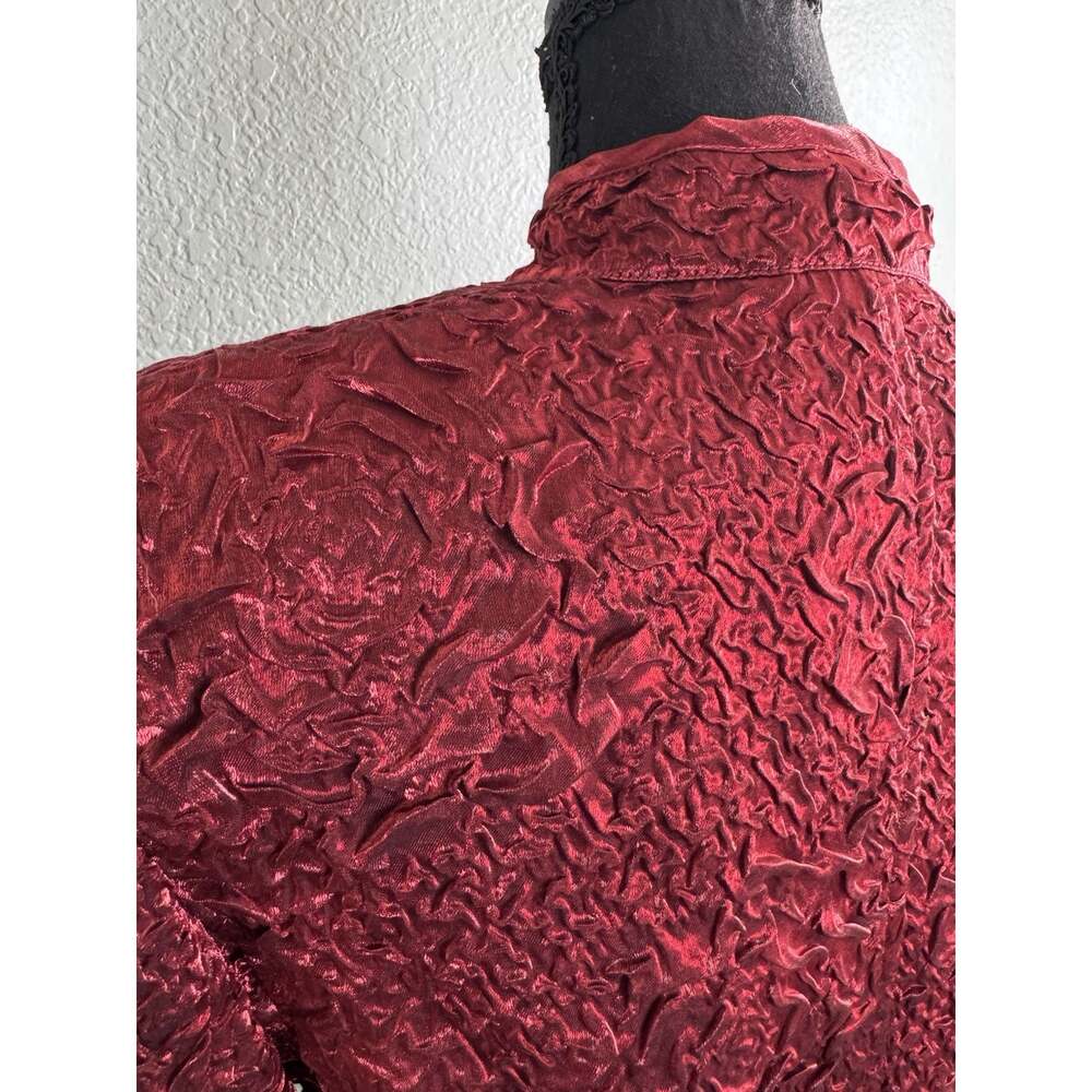 Vintage 90s Victor Costa Red 3D Rose Zip Jacket Whimsigoth Coquette Womens 6 - Picture 7 of 14